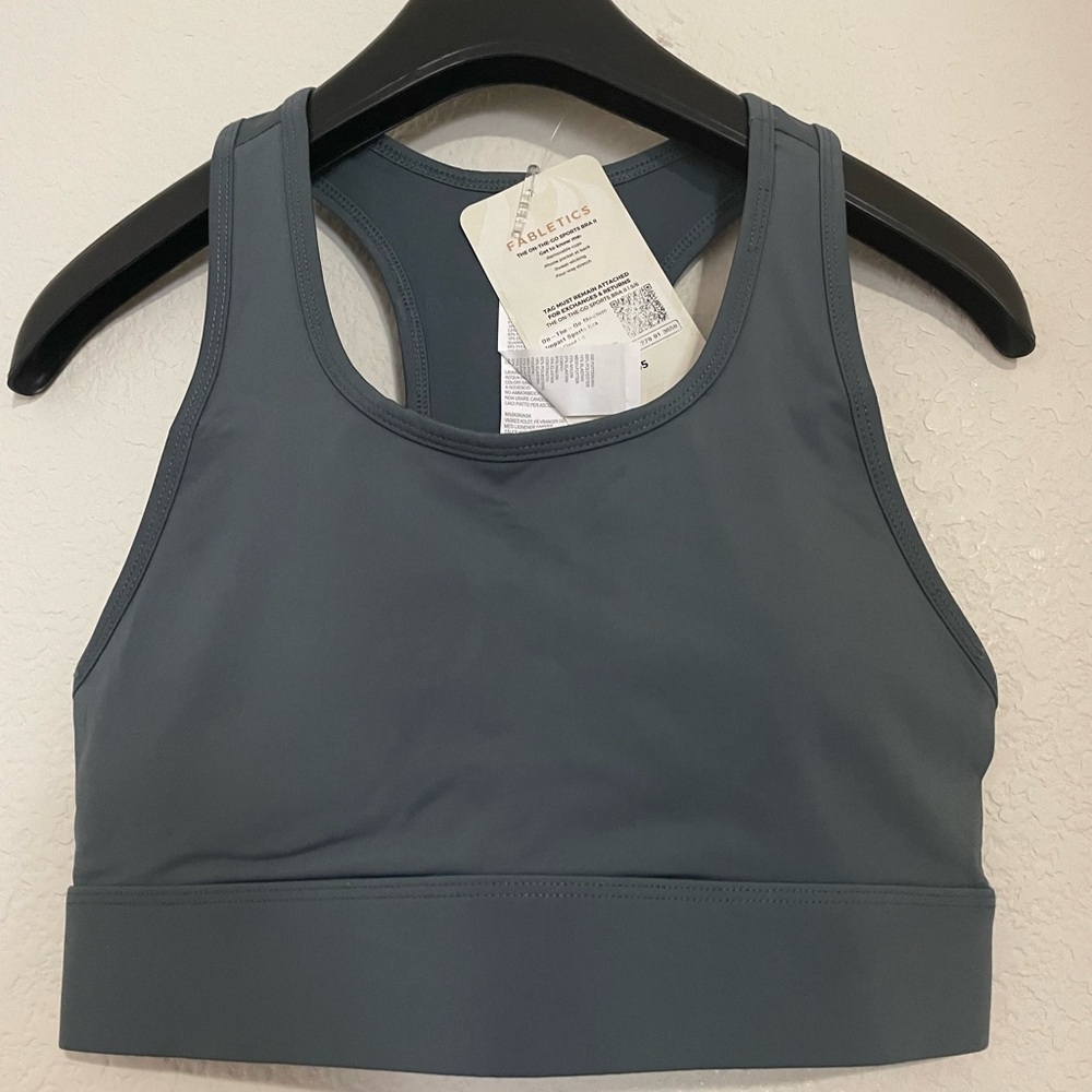 Fabletics On-the-Go Medium Impact Sports Bra II Color: Storm Cloud
